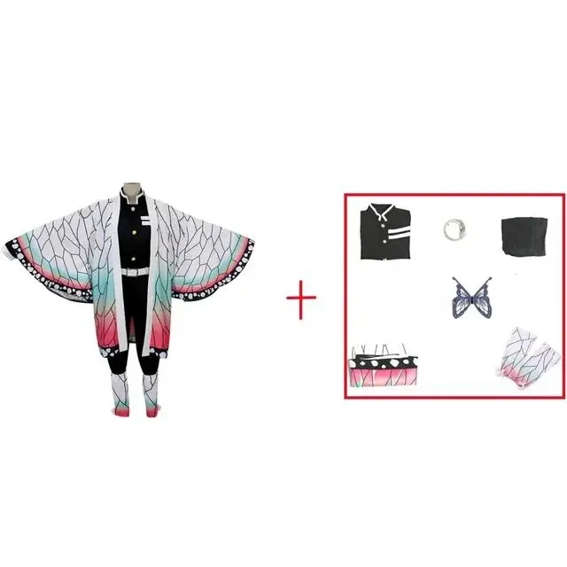 Women's Kochou Shinobu Cosplay Costume, Japanese Anime Demon Slayer Uniform with Butterfly Print Haori and Wig, Full Set Clothes for Halloween Party, Lady, Accessories, Women's Clothes, Clothing Merch, Polyester, Long Coat, Cartoon Character, Xxl, Cape, U