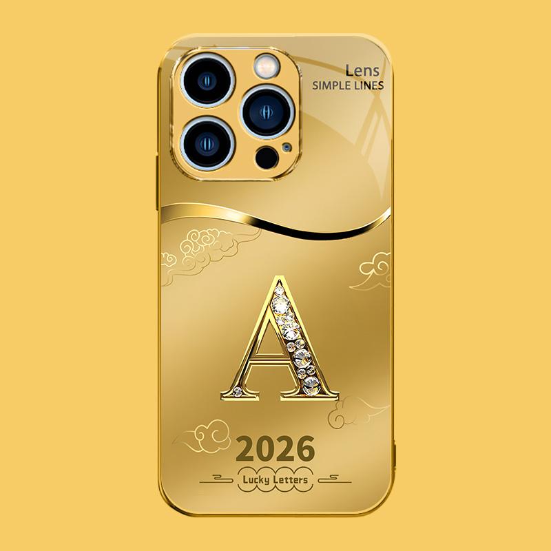 Suitable for [iPhone 14 Pro Max] high-end phone case🤩，choose from 26 letters of the English alphabet, each with an exquisite auspicious cloud pattern to bring you good luck YM99