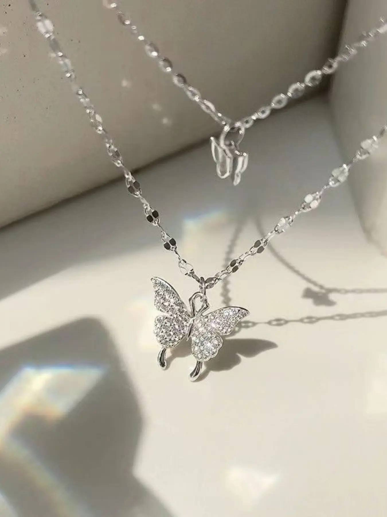 Double Layer Butterfly Necklace for Women, Boho Style Chain, Daily Wear Gift, Chic Collarbone Chain