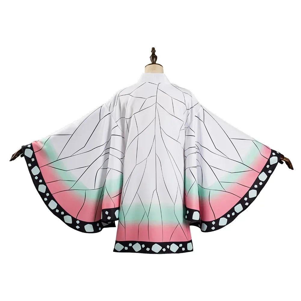 Women's Demon Slayer Kimetsu No Yaiba Kochou Shinobu Long Sleeve Cosplay Kimono Coat - Wig-Included Outfit with Accessories, Women's Wardrobe Clothes (Toys & Hobbies, DIY, Specialty DIY Supplies), Women's Clothes