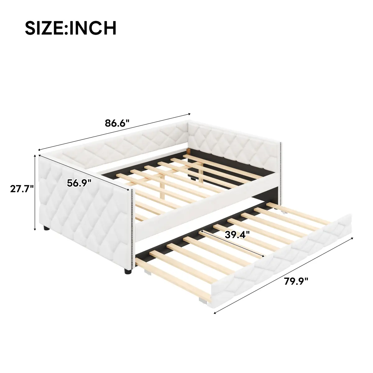 White + Upholstered + Full XL
