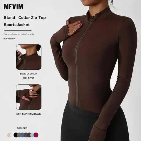 Women's Lightweight Full-Zip Athletic Outerwear - Long Sleeve Activewear Spandex (22% Elastane) Sports Jacket, Slim Workout Yoga Sweatshirt with Thumbholes, Athleisure Travel Essential