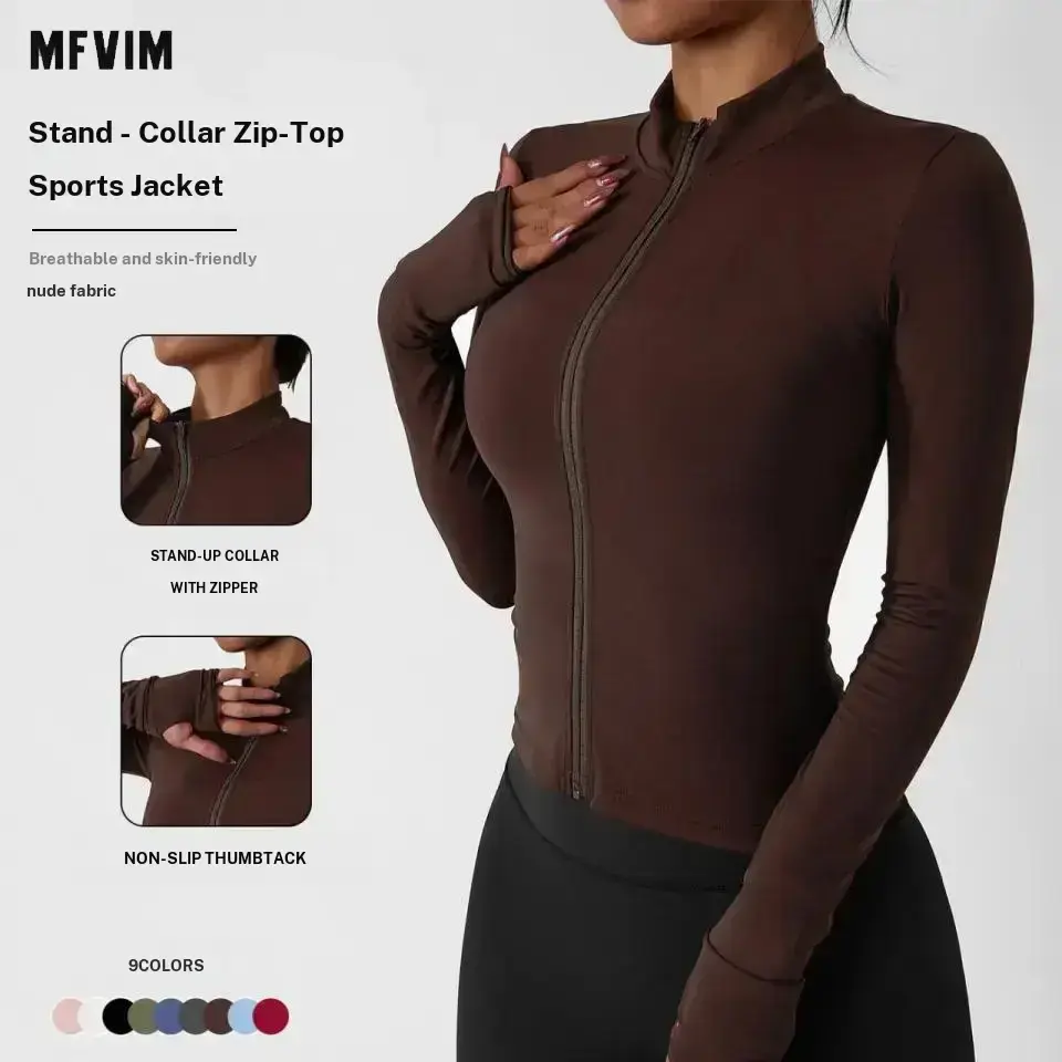 Women's Lightweight Full-Zip Running Sports Jacket, Slim Workout Yoga Sweatshirt with Thumbholes, Athleisure Style Jackets Zip Up,summerwins,travel essentials,camping essentials
