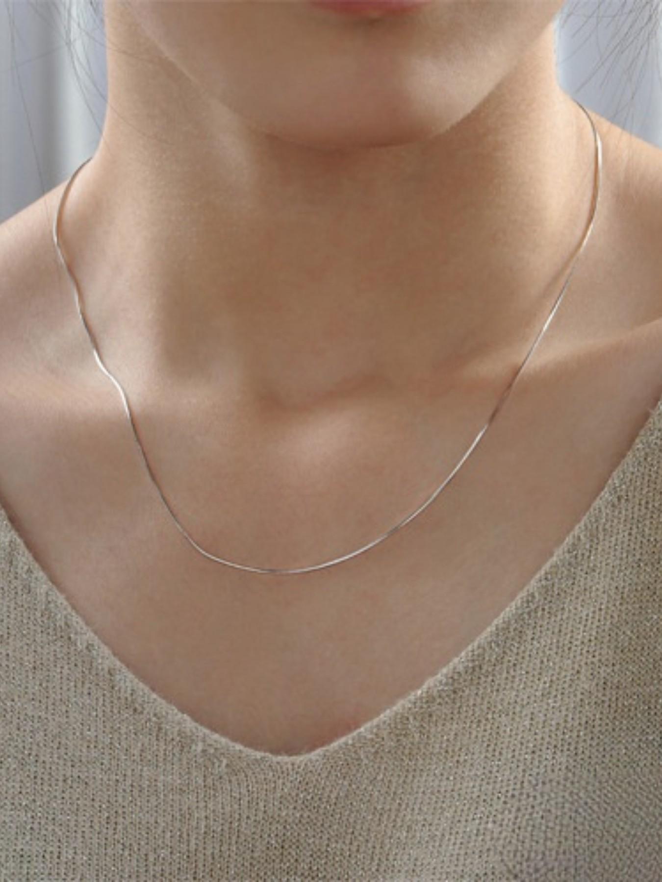 S925 Sterling Silver Simple Box Chain Design Necklace, Snake bone chain, Fashion Jewelry for Party, Daily Clothing Decor, Trendy All-match & Exquisite Jewelry for Birthday Gift