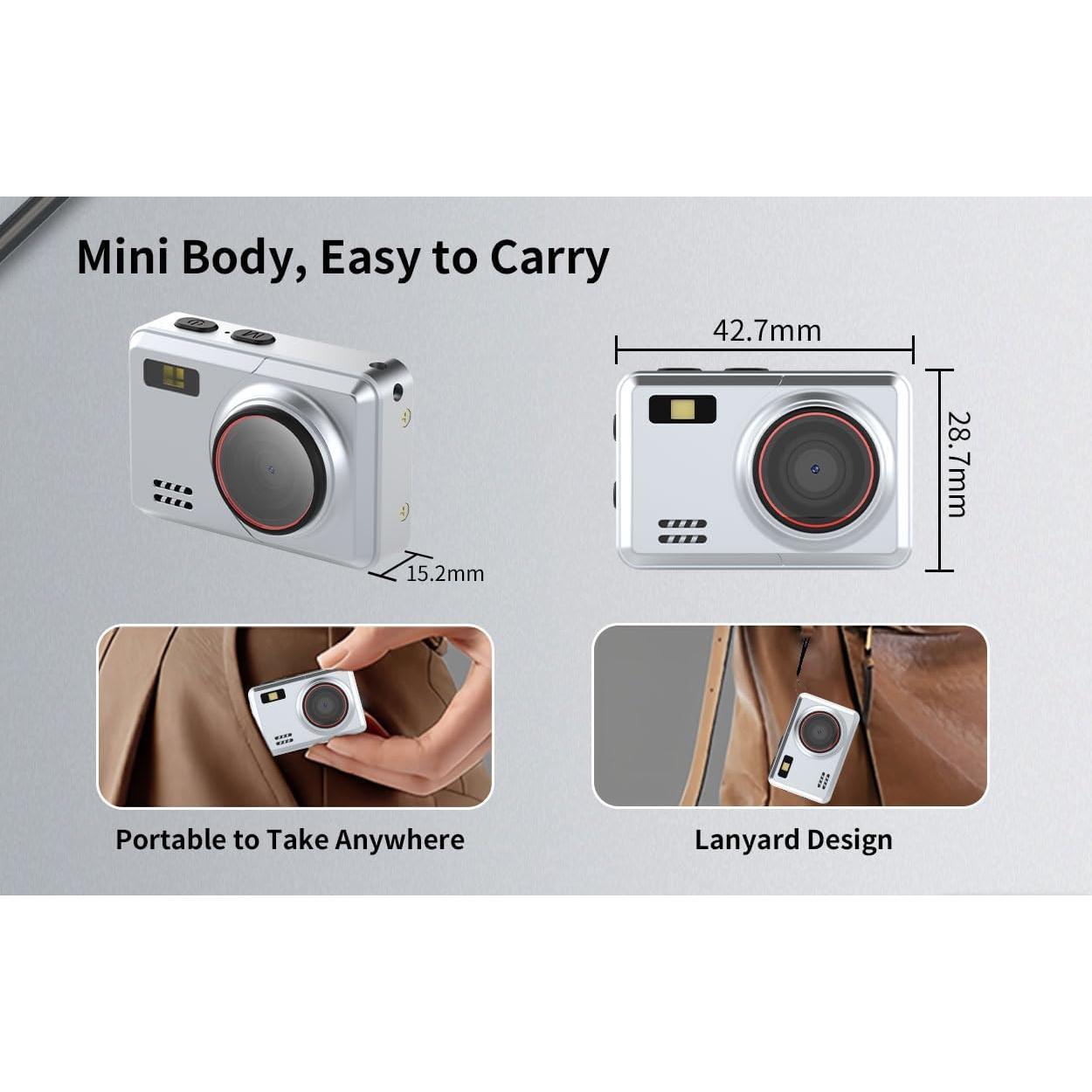 Mini Digital Camera 1080P Video Recorder,Pocket-Size with 32GB Card,and 0.96"IPS Screen,Video Recorder with Long Life for Travel, Party and Vlog(Gunmetal) Mini Digital Camera 1080P Video Recorder,Pocket-Size with 32GB Card,and 0.96"IPS Screen,Video Recorder with Long Life for Travel, Party and Vlog(Gunmetal)
