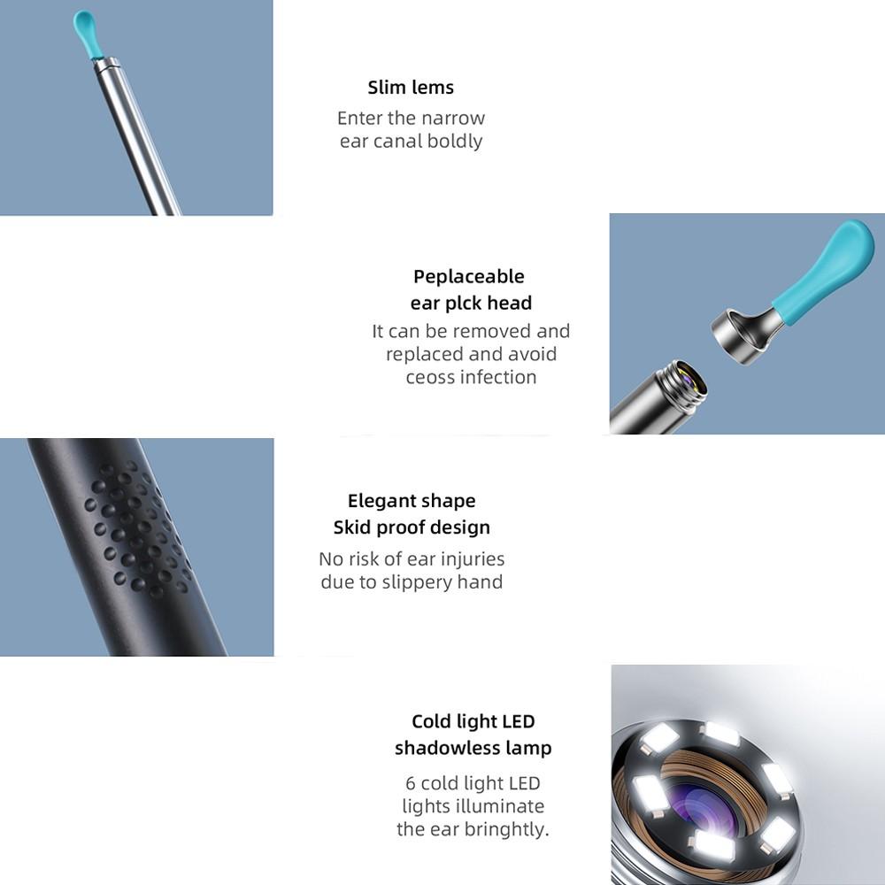 BEBIRD R1+ Wax Removal Tool for Ear - Spade Ear Canal Cleaner with Camera 1080P Earscope, Wax Remove Ear Picker, Camera with 6LED Light