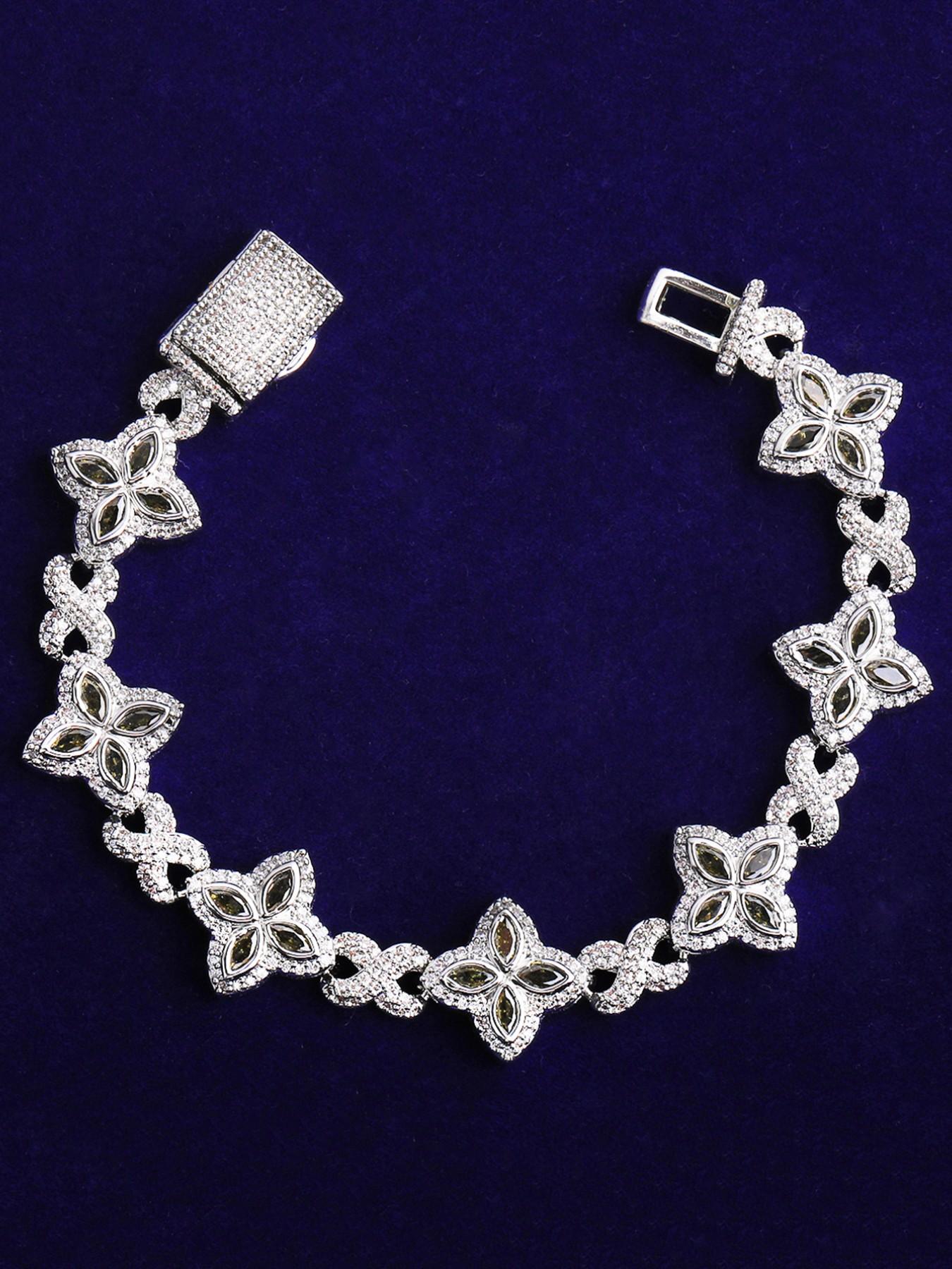 Iced Out Floral Infinity Link Bracelet for Women Real Gold Plated Hip Hop Jewelry Fashion Bracelets Exquisite Bracelet Elegant Jewelry Bracelet