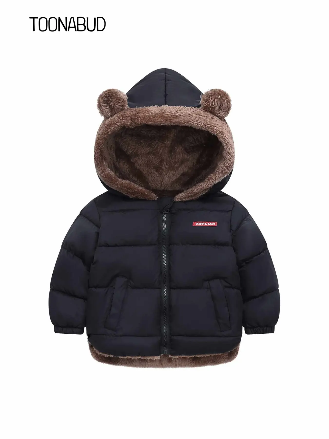 Autumn Winter Hooded Coat with Pockets, Unisex Zipper Pocket Jacket, Warm Outerwear for Boys and Girls