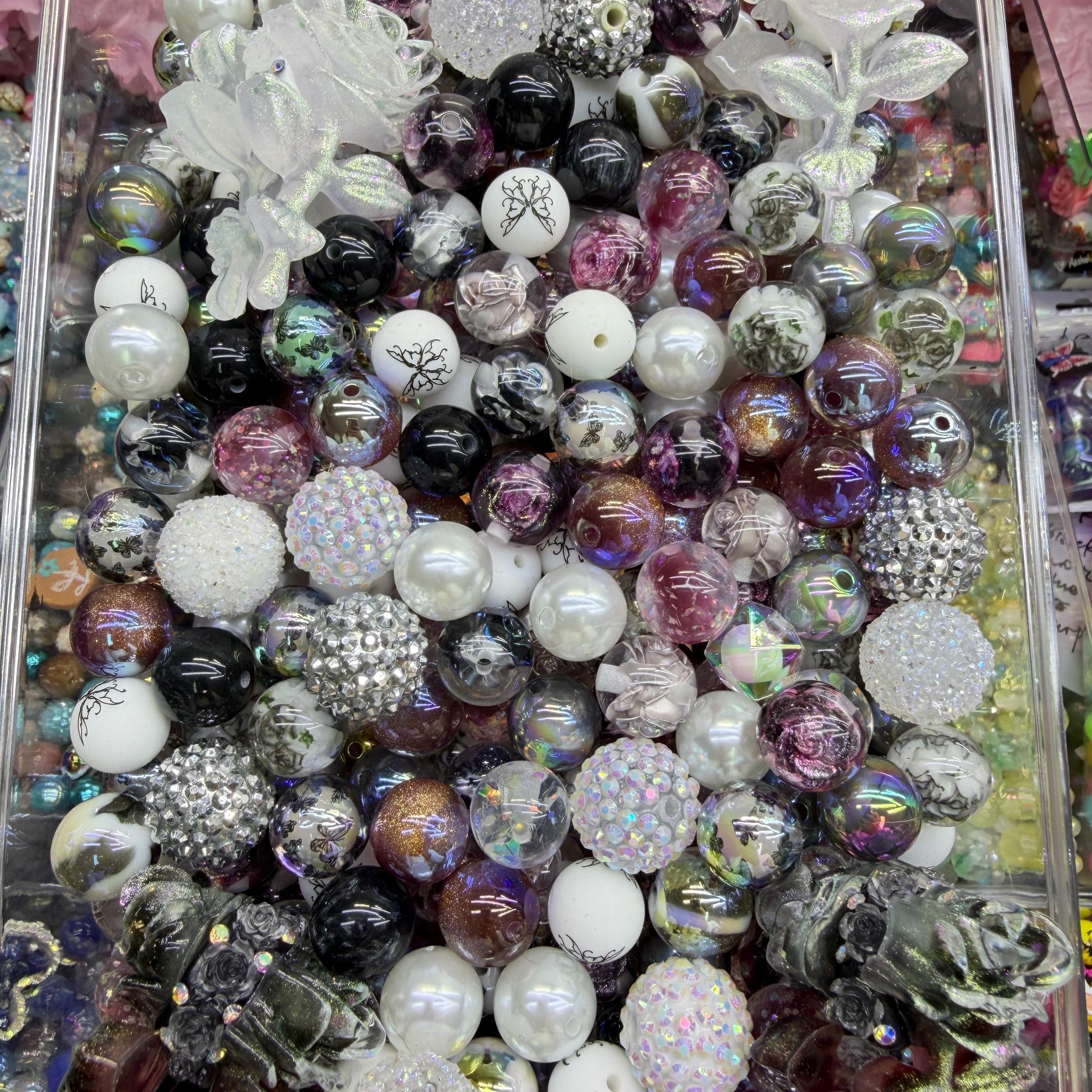 March Second Round Creative Acrylic Beads, DIY Mix Beads, Bead Assortment, DIY Beading, DIY Craft Embellishments, Used for Stringing Pens, Choking Hazard Warning, Ca Prop 65 Compliant, Non-Silver Color