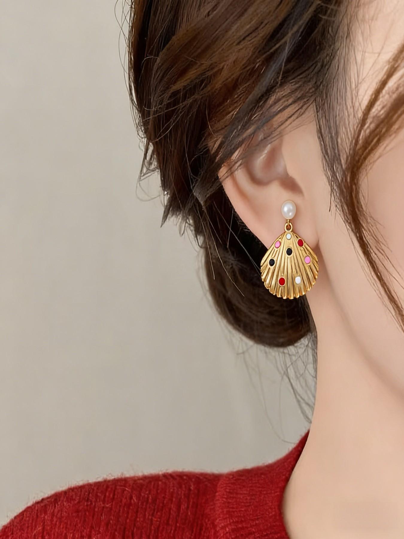 Women’s Elegant Stud Earring Set, Stainless Steel Material, Plain Design, All-Season Jewelry Accessory, Perfect Gift for Her