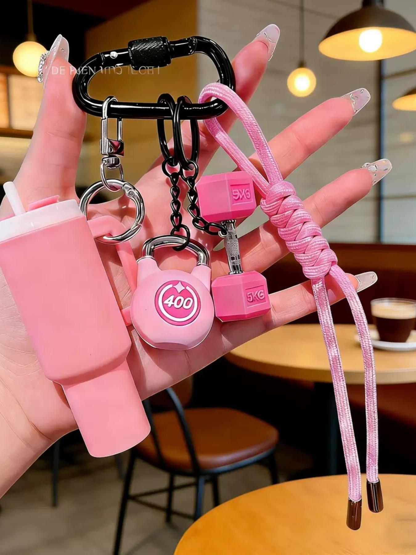 Creative Design Sports Water Bottle Series, Fitness Accessories, Fashion Keychain, Dumbbell Plate Weight Charm, Backpack Pendant, Perfect Gift for Men and Women