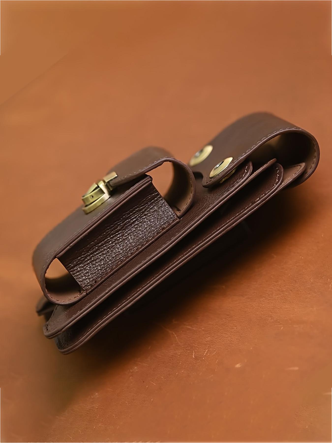 Top Layer Cowhide Vertical Mobile Phone Bag, Multi-Function Thickened Belt Key Bag, Multi-Layer Waist Bag Crossbody Bag