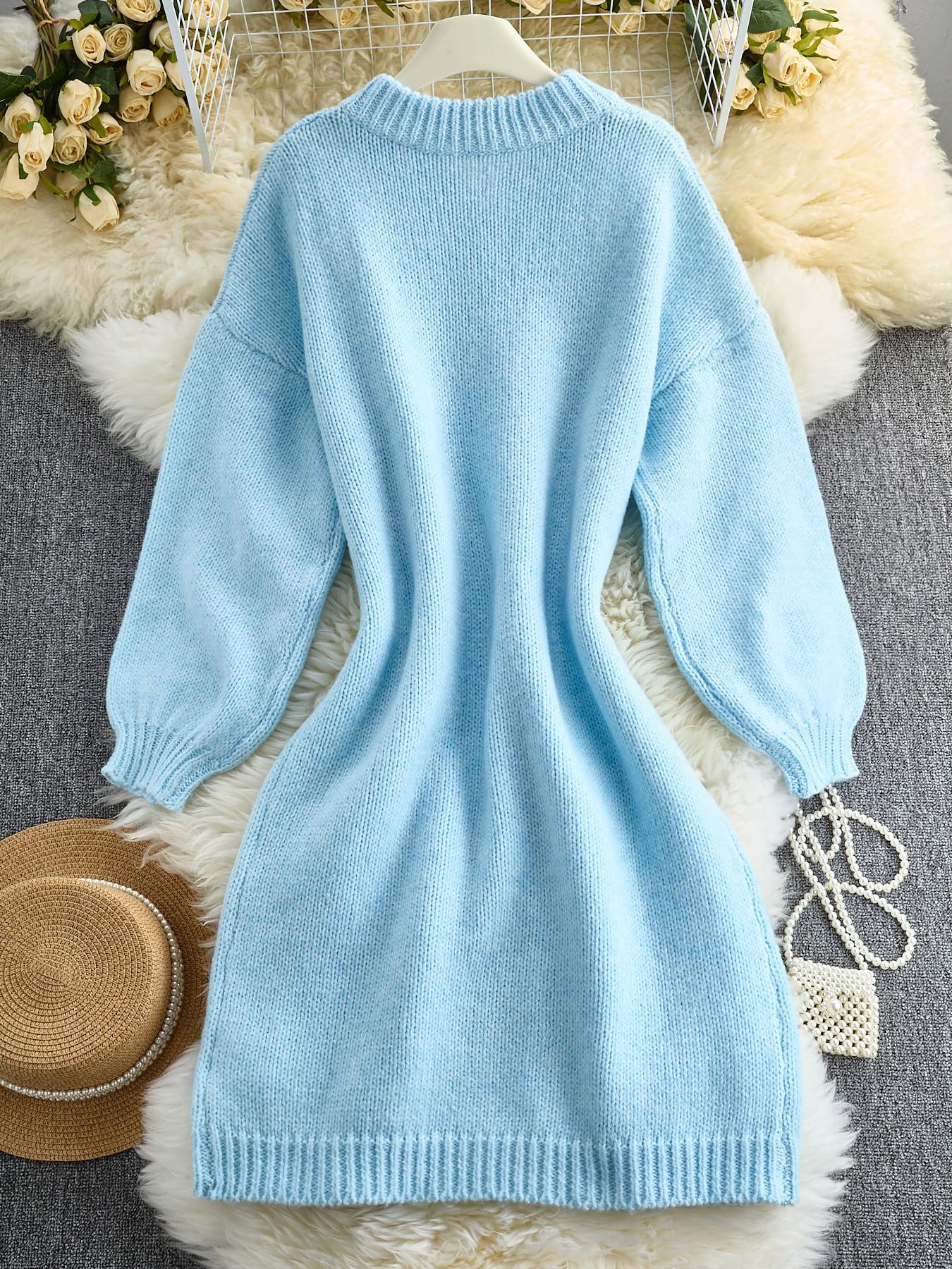 Women's Solid Color Casual Long Knit Cardigan, Button Stand Collar Long Sleeve Fall & Winter Loose Oversize Sweater Coat, Comfortable Outerwear
