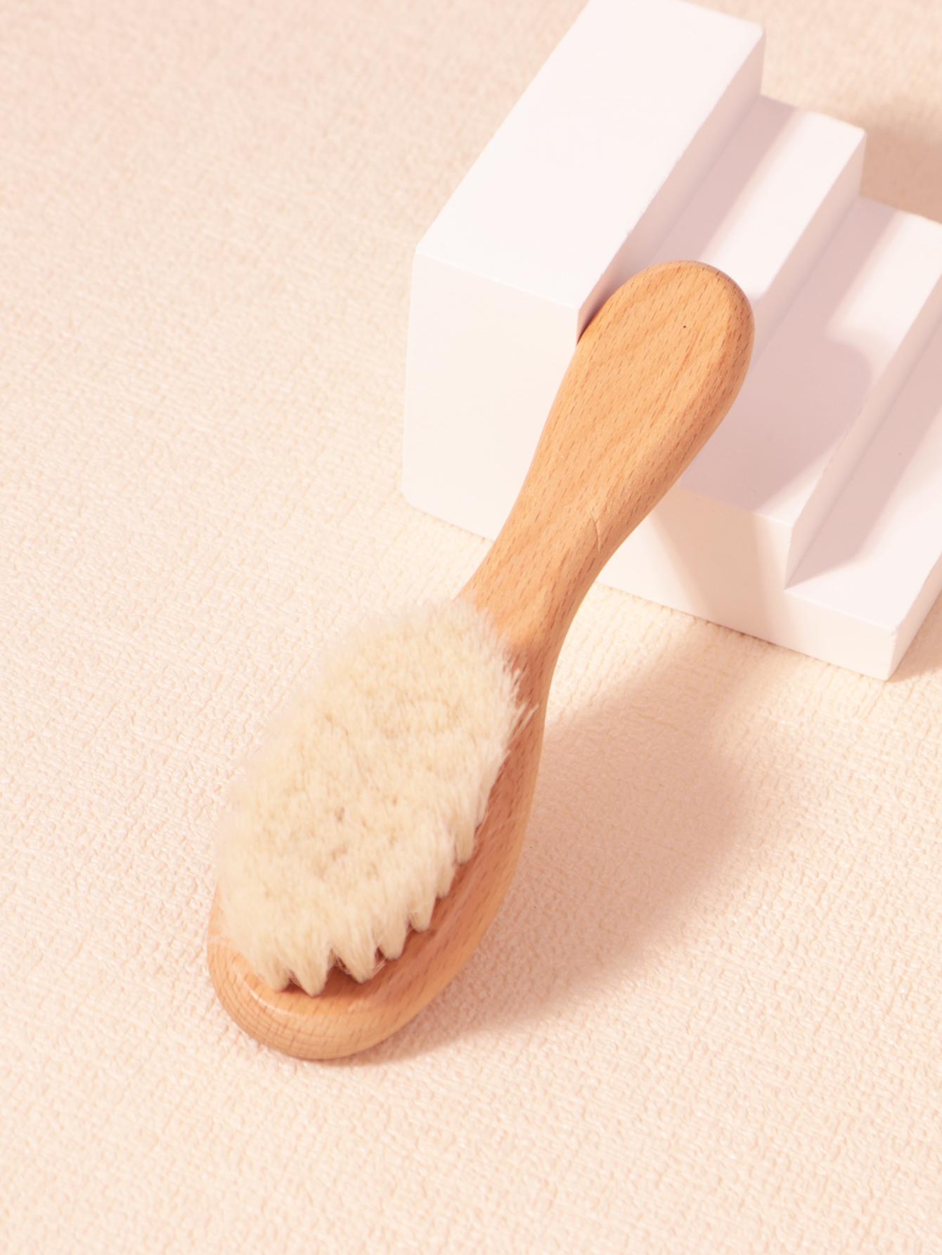 Soft Pure Wool Hair Brush with Wooden Handle, Neck Hair Remover Brush for Salon and Home Use, Gentle Hair Care Tool