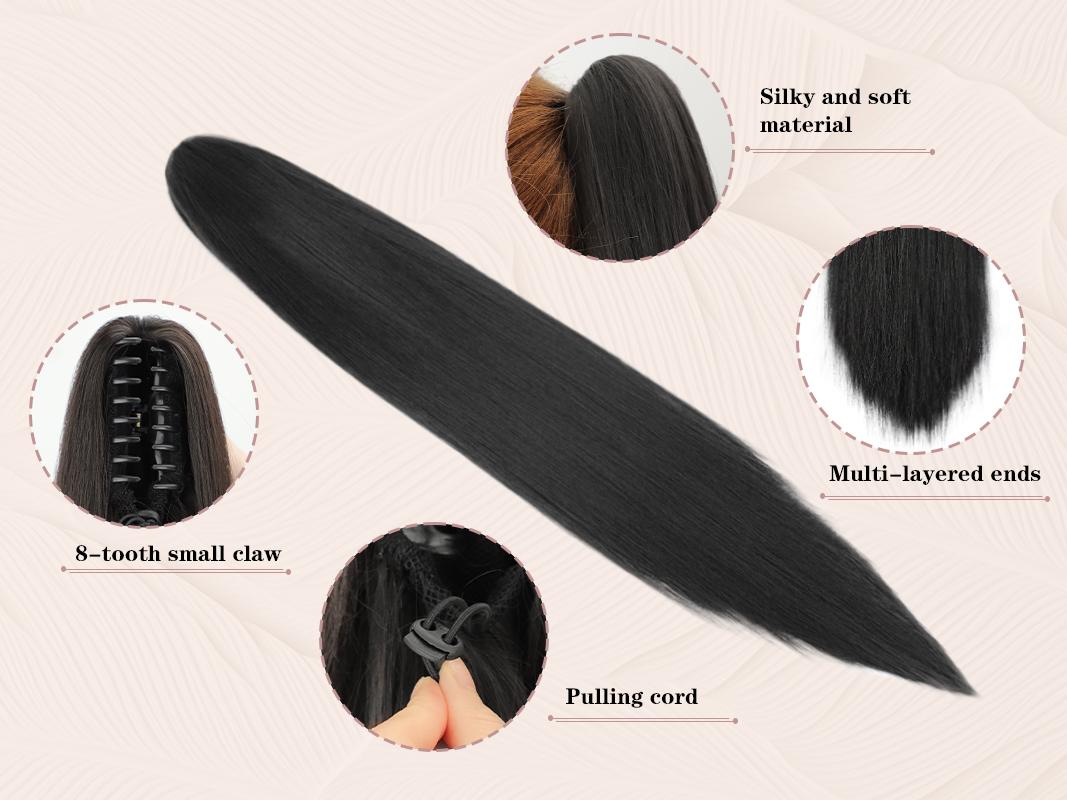 Fxmongyi 30 Inch Straight Ponytail Extensions Long Straight Claw Clip on Ponytail Natural Soft Clip in Hair Extension Synthetic Heat Resistant Hairpiece for Women