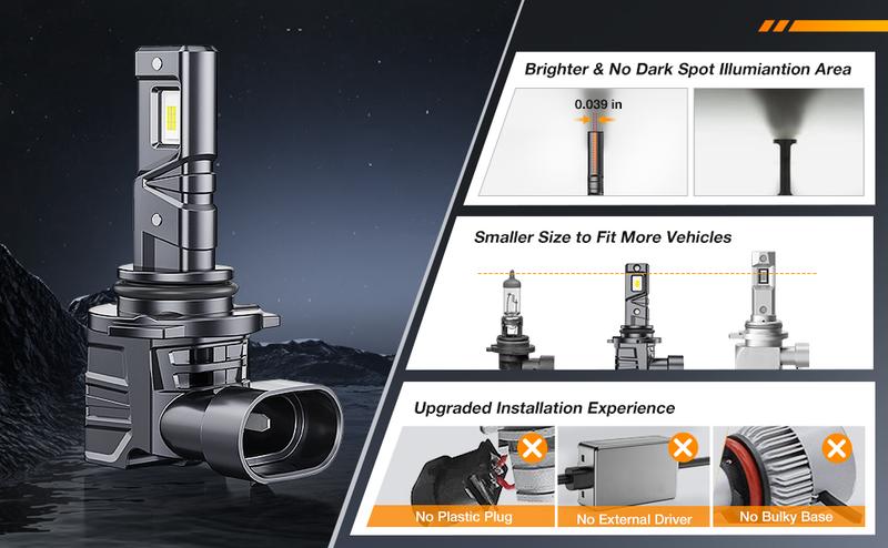 Nilight 9005/HB3 H11/H9/H8 LED Headlight Bulbs ES1 Series 160W 32000LM 6000K IP67 | 4 BULBS Projector Headlamp  dealsforyoudays