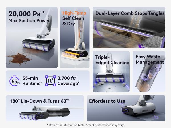 Narwal Handheld Cordless Vacuum Mop - 20000Pa Suction Wet Dry Vacuum, 176°F Self-Cleaning, Heated Drying, Disposable Waste Bag, Tangle-Free, Portable, for Hard Floors & Edge Cleaning, Easy to Use, Vacuums