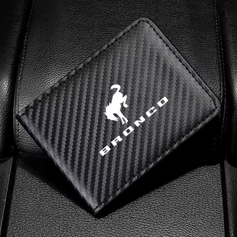 Carbon Fiber Texture License Plate Durable Wallet for Bronco, Holds Driver's License, ID Card, Bank Cards, Cash, Practical Car Gift for Enthusiasts