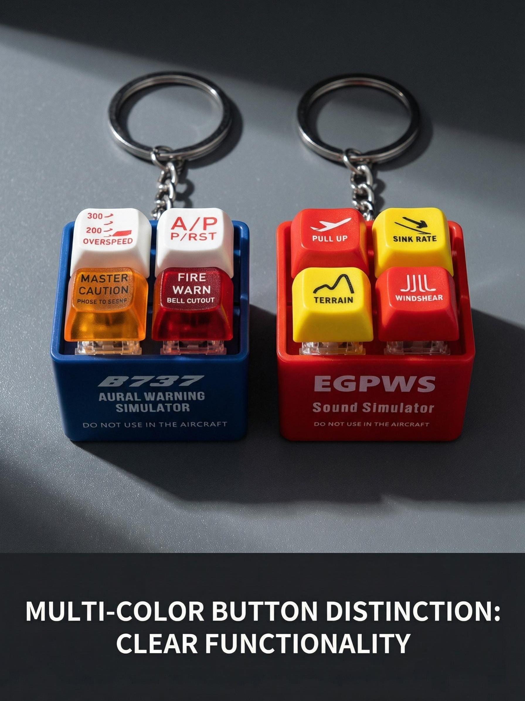 1pc Pilot Alert Keychain, Crew Safety Pendant, Aviation Sound Simulator, LED Warning Light, for Backpack, Wallet, Travel Gear, Gift