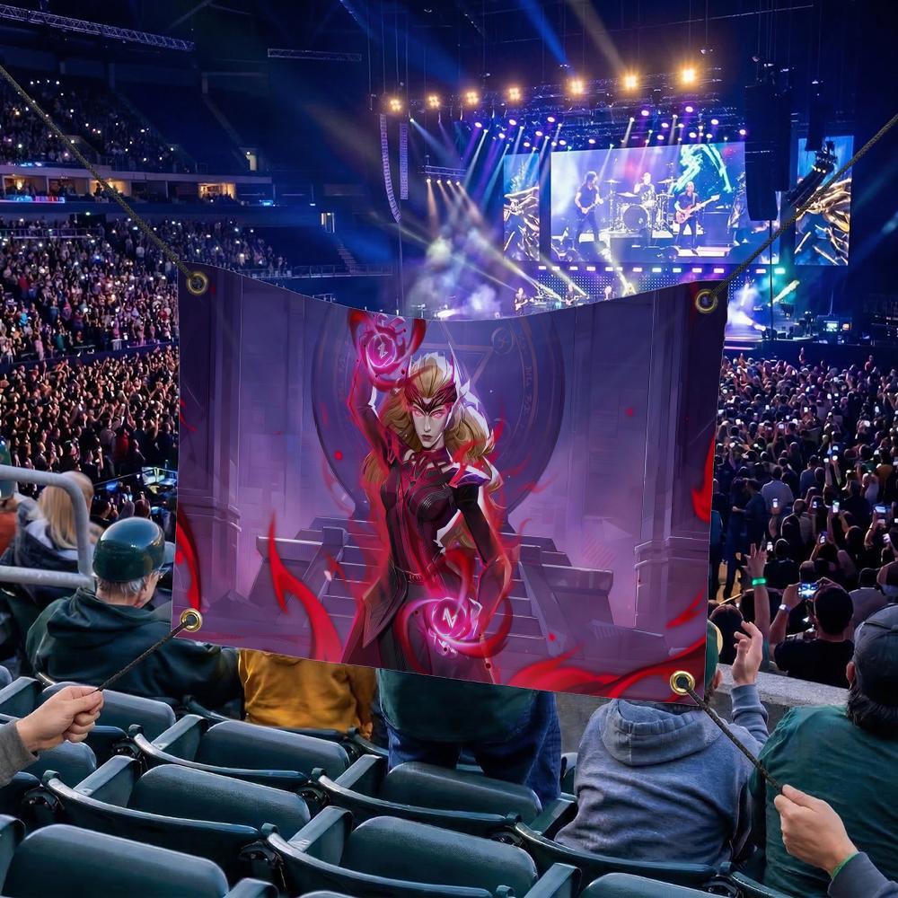S-Scarlet Witch MOVIE Flags Multi Size Atmosphere Flag, Cheerleading Hand Pulled Banner, Portable Outdoor Event Flag & Wall Decor for Sports, Parties, Home and Room Decoration