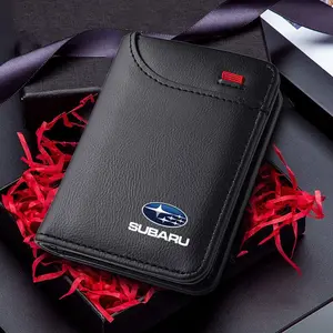 PU Leather Car Logo Mini Minimalist Wallet, Lightweight Thin Money Purse, Wallet for Subaru Impreza Legacy Wrx Sti Xv Wrc Forester Crosstrek Outback