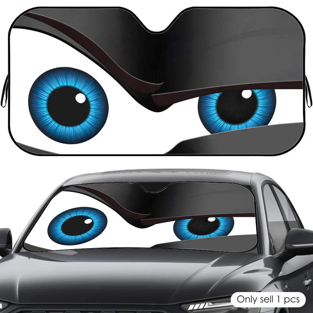 Mechanical Cartoon style Frown Eyes cool Sun Visor Car Windshield Sun Shade UV Block Heat Insulation Reflective Cover Keeps Interior Cool Protects Dashboard Foldable Easy Storage Universal Fit for Car SUV Truck Summer Must-Have
