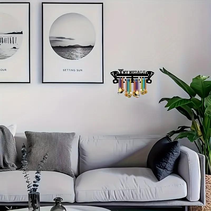 Metal Medal Display Stand, Wall-Mounted Running Medals Holder, Sports Ribbon Organizer, Suitable for Runners Gymnasts