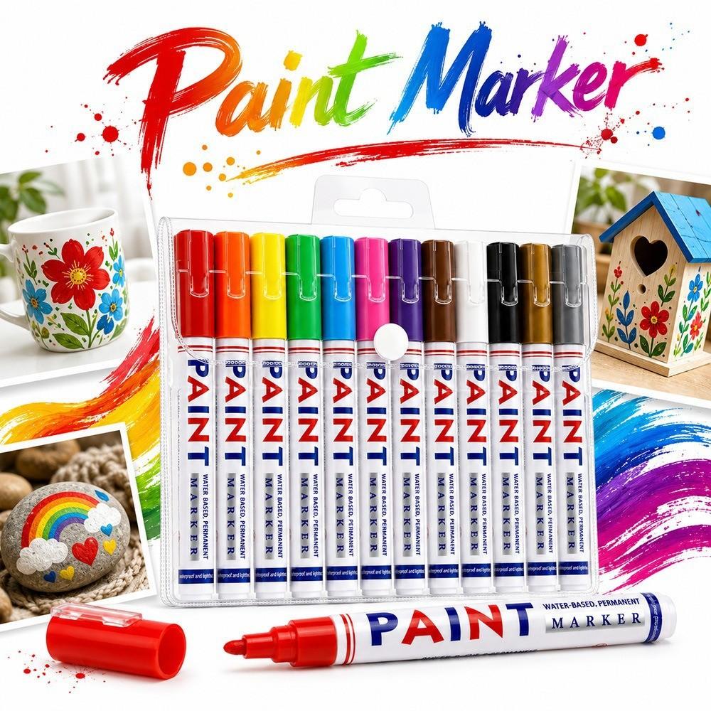 Permanent Paint Marker Pen Set, Waterproof Quick Dry Markers for Car Tires, Metal, Wood & Glass, Ideal for DIY Crafts & Repair, Waterproof Art Markers, Marker Pens Set