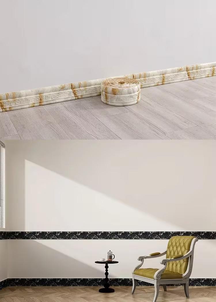 362.2 Inch (90.55 Inch X 4 Rolls) 3D Self-Adhesive Waterproof Wall Stickers - Foldable, Multiple Colors Availabel and Stick, Foam Decorative Strips, Wallpaper Borders, Foam Baseboards, Wall Stickers, Suitable for Home Decoration