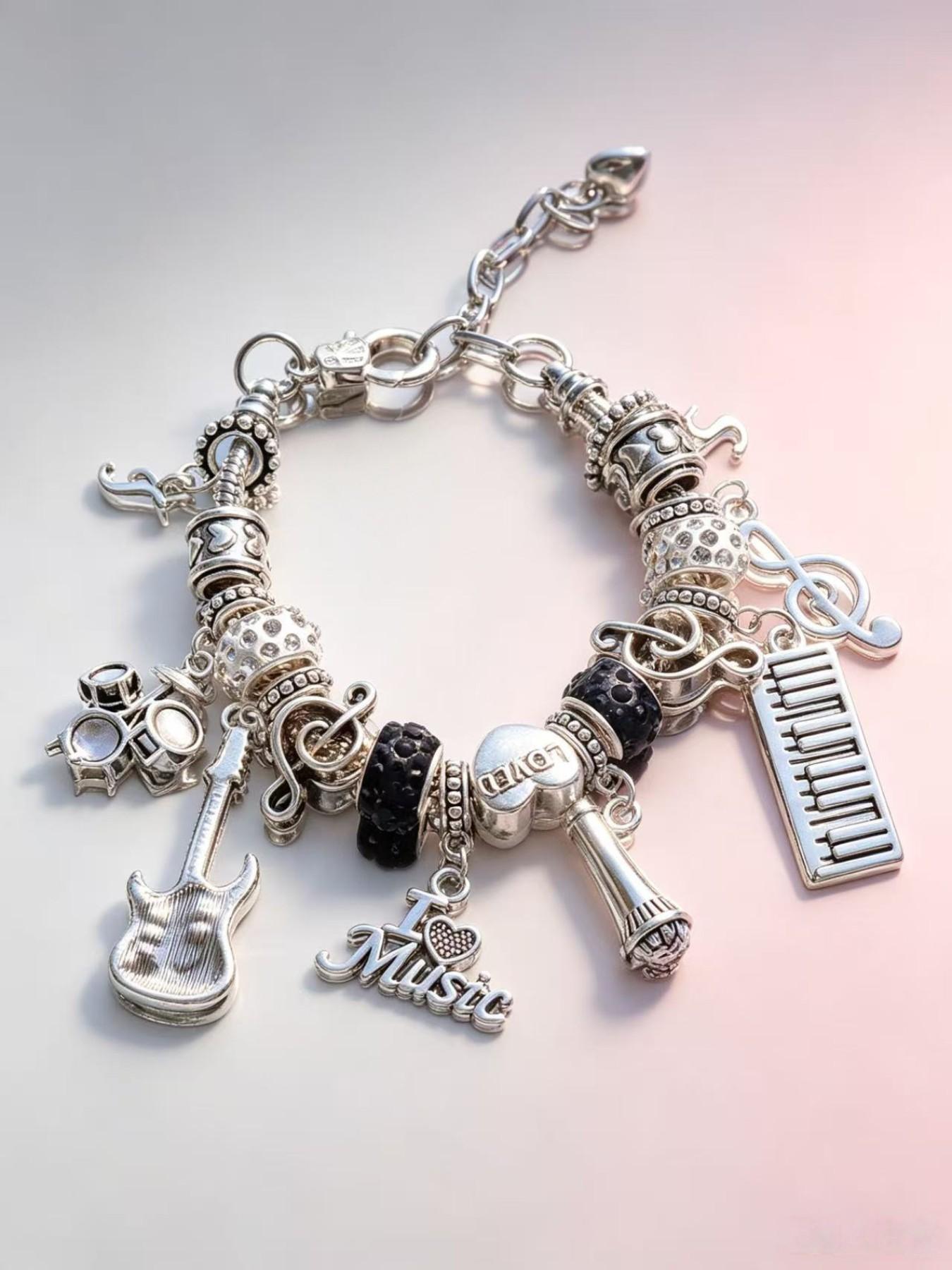 Music Festival Charm Bracelet, Ts Friendship Bracelet, Fashionable Simple Guitar Drum Band Bracelet, Concert Support Wristband
