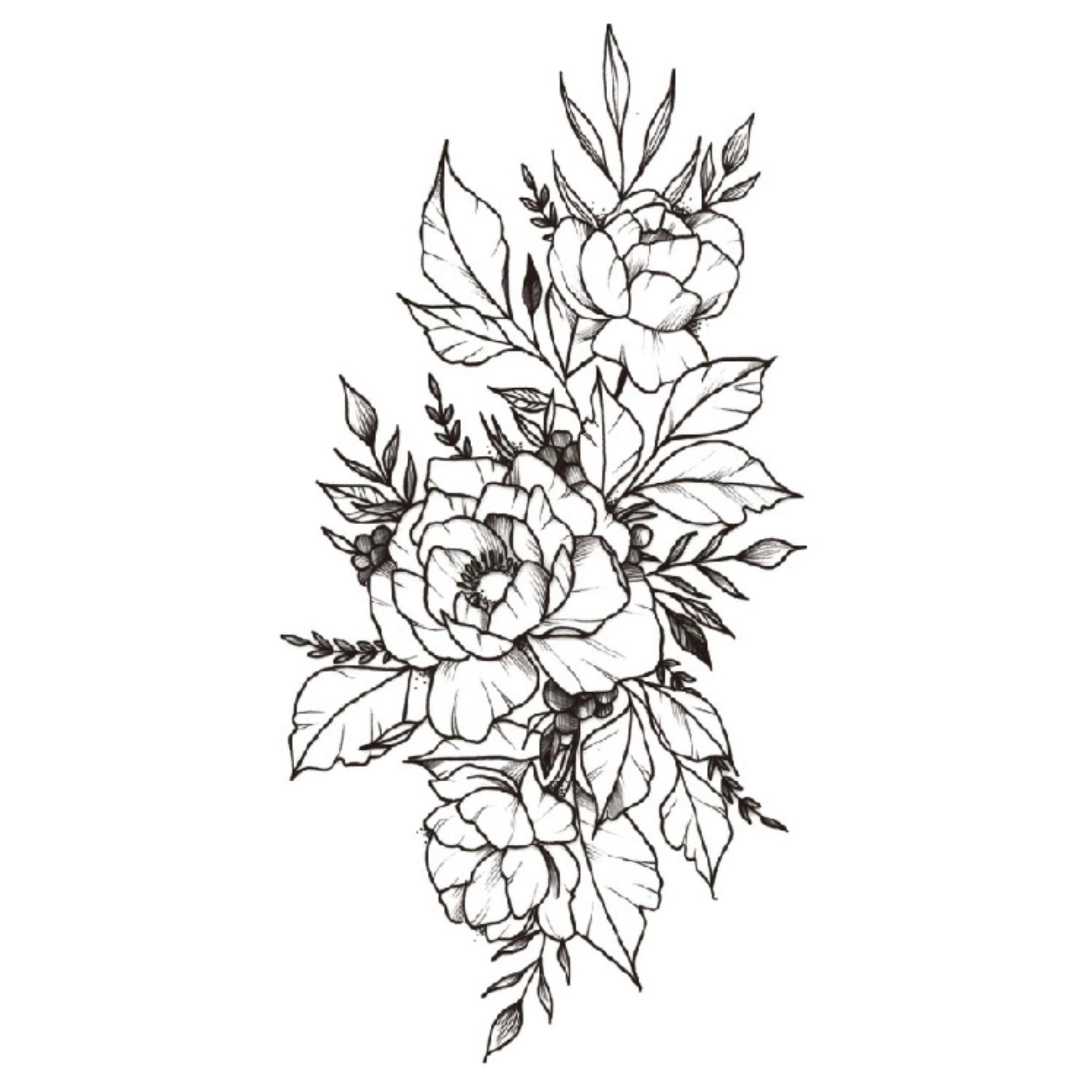 9pcs Death Skull Flower Temporary Tattoo For Women Girls Snake Bird Peony Tattoo Sticker Black Fake Blossom Sexy Tatoo Transfer Adult