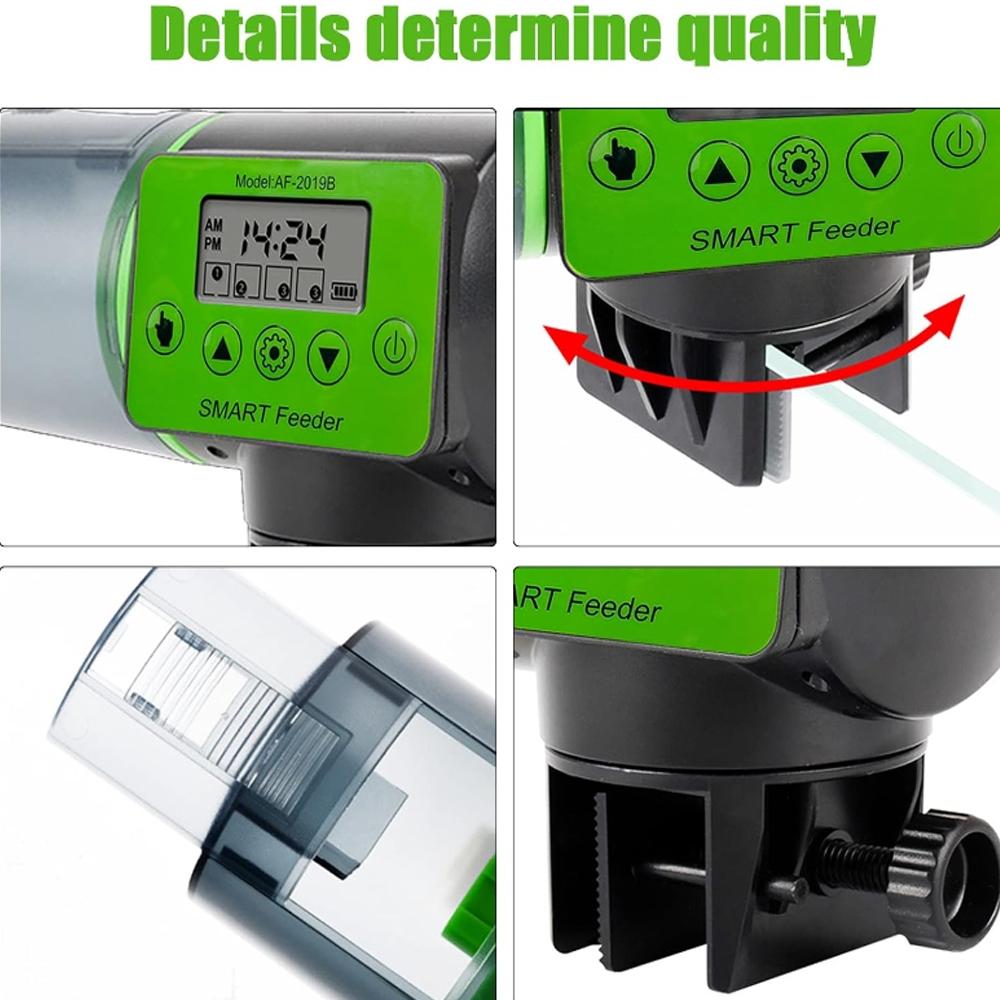 200ML Automatic Fish Feeder with Smart Timer, Battery Powered for Goldfish, Fish Tank, Aquarium and More, Large Capacity Fish Feeding Device