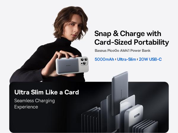 Baseus PicoGo AM41 Ultra-Slim Magnetic Power Bank 5000mAh 20W For iPhone 12/13/14/15/16/17 TikTokShopBlackFriday