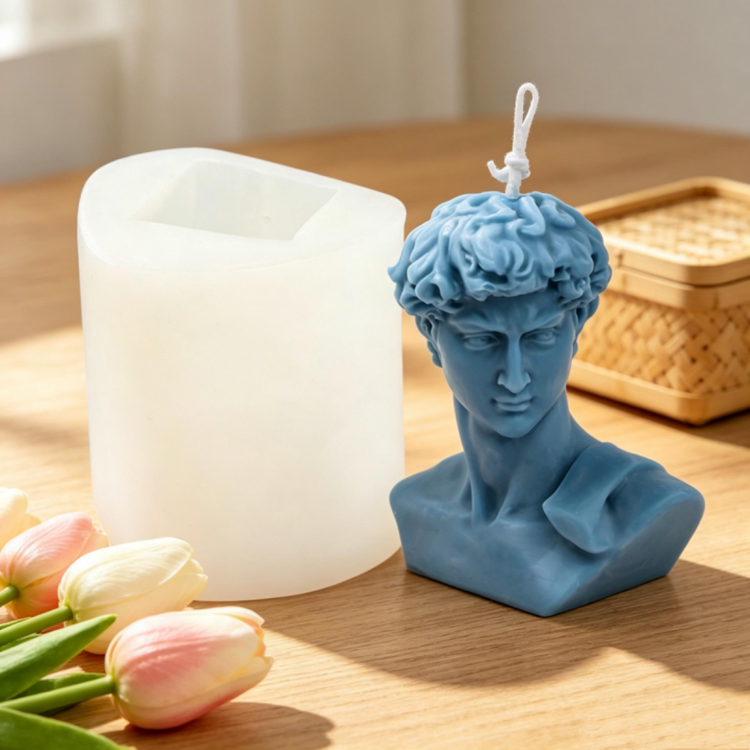Nordic Style David Statue Candle Silicone Mold 3D Blindfolded Girl Candle Mold Half-length Figure Soap Mould European Gypsum Sculpture Mold Art Living Room Decor
