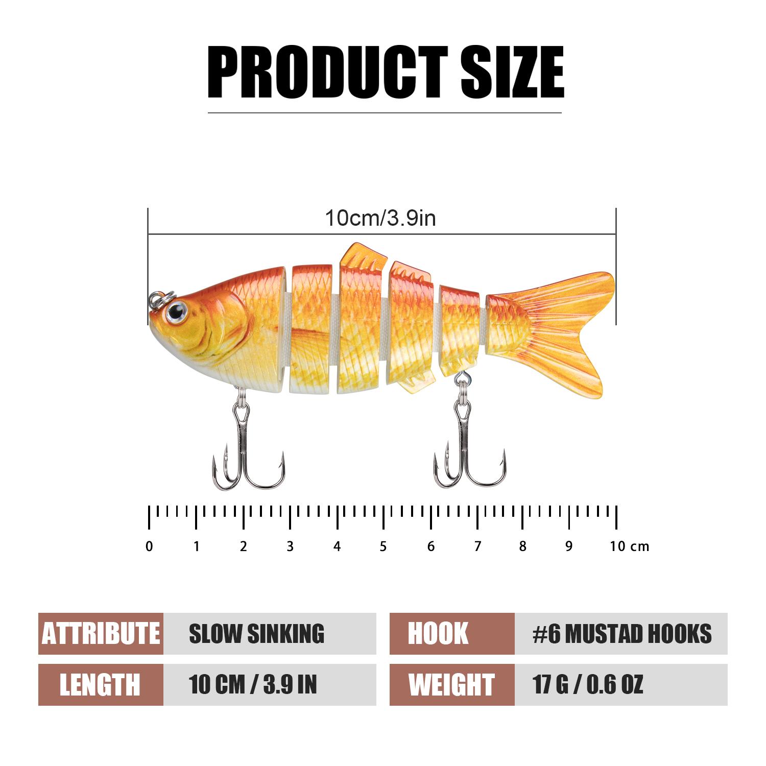 TRUSCEND Easy Catch SwimMax Lures with BKK Hooks 3D Realistic Eyes ABS Material 6 Segments for Bass Trout Walleye Ultra Sharp Treble Hooks Lifelike Fishing Baits TRUSCEND Easy Catch SwimMax Lures with BKK Hooks 3D Realistic Eyes ABS Material 6 Segments for Bass Trout Walleye Ultra Sharp Treble Hooks Lifelike Fishing Baits