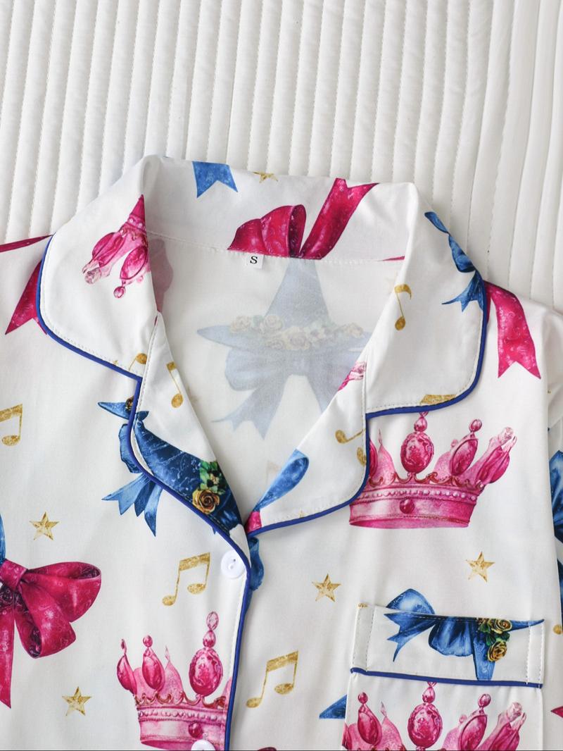 Women's Long Sleeve Striped Pajama Set, Button-Front Top & Elastic Waist Pants, Casual Fitted Sleepwear for Spring & Fall, Casual Comfy Pajama