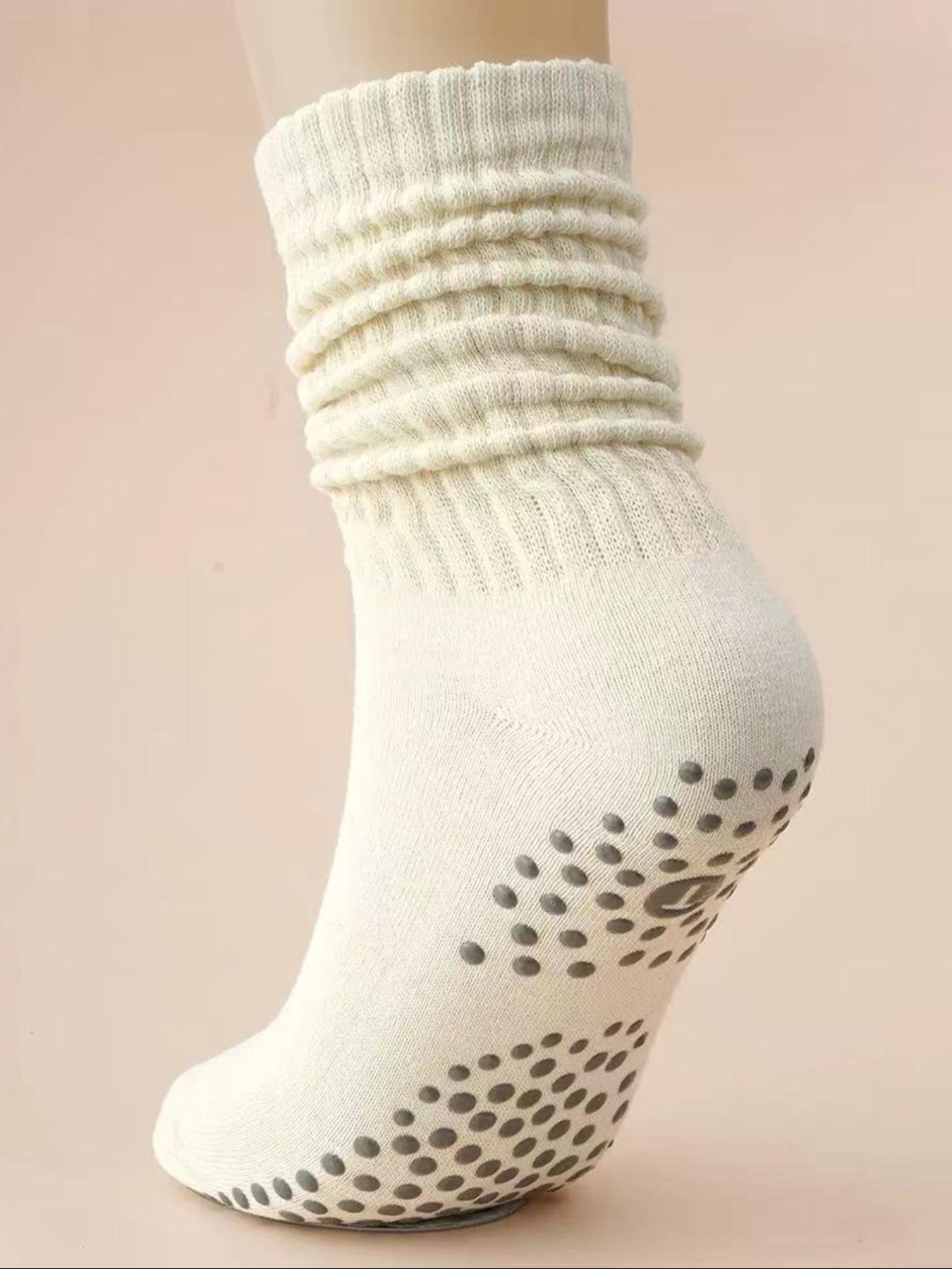 Women's Yoga Mid-Calf Elastic Socks, Anti-Slip Pilates Fitness Sports Socks, Grip Sports Socks, Indoor Jump Rope Dance Training Floor Socks, 6 Pairs Pack