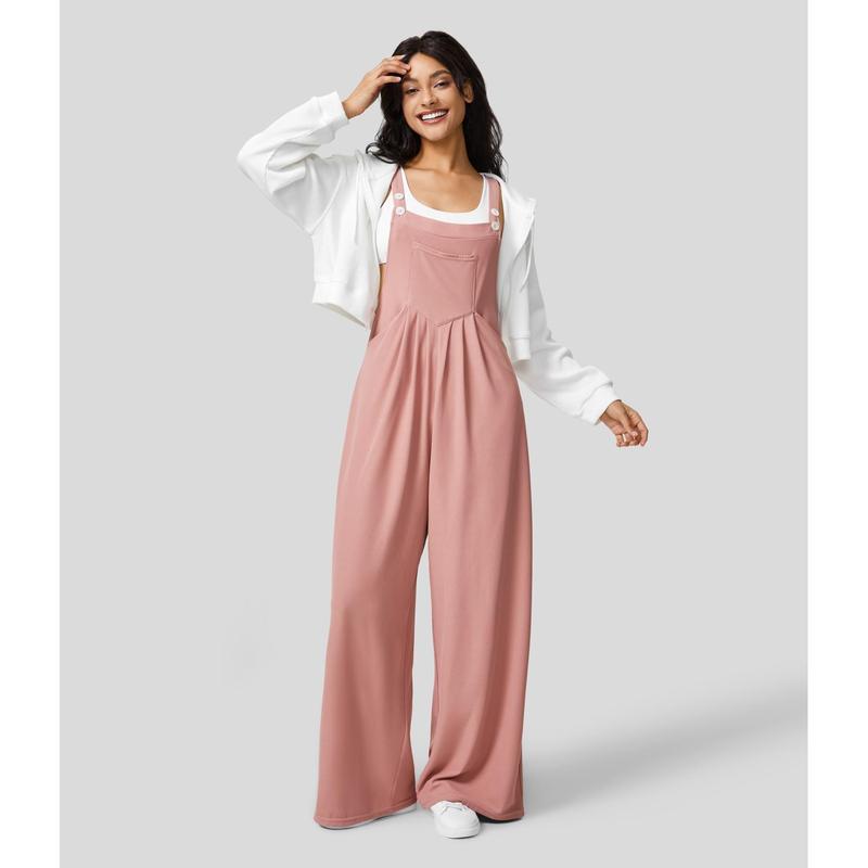 Halara Adjustable Strap Button Multiple Pockets Plicated Waffle Casual Overalls grey overalls girl#TikTokShopBacktoSchool