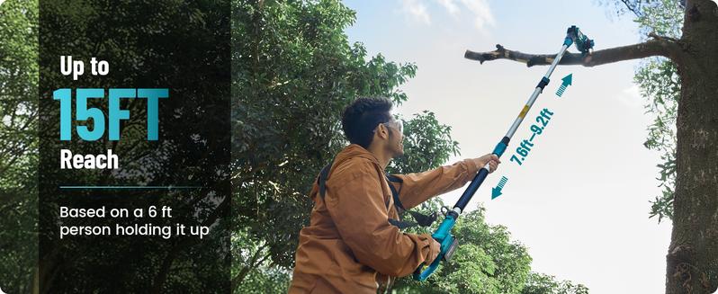 Seesii Electric Pole Saws for Tree Trimming, 10 Inch & 8 Inch Cordless Pole Chainsaw Bars with Extendable Rod (Up to 9.2ft), Auto Oiler, 4000mAh Battery Powered Tree Pruner for Bush & Branch Cutting CHT10 #TikTokShopBlackFriday