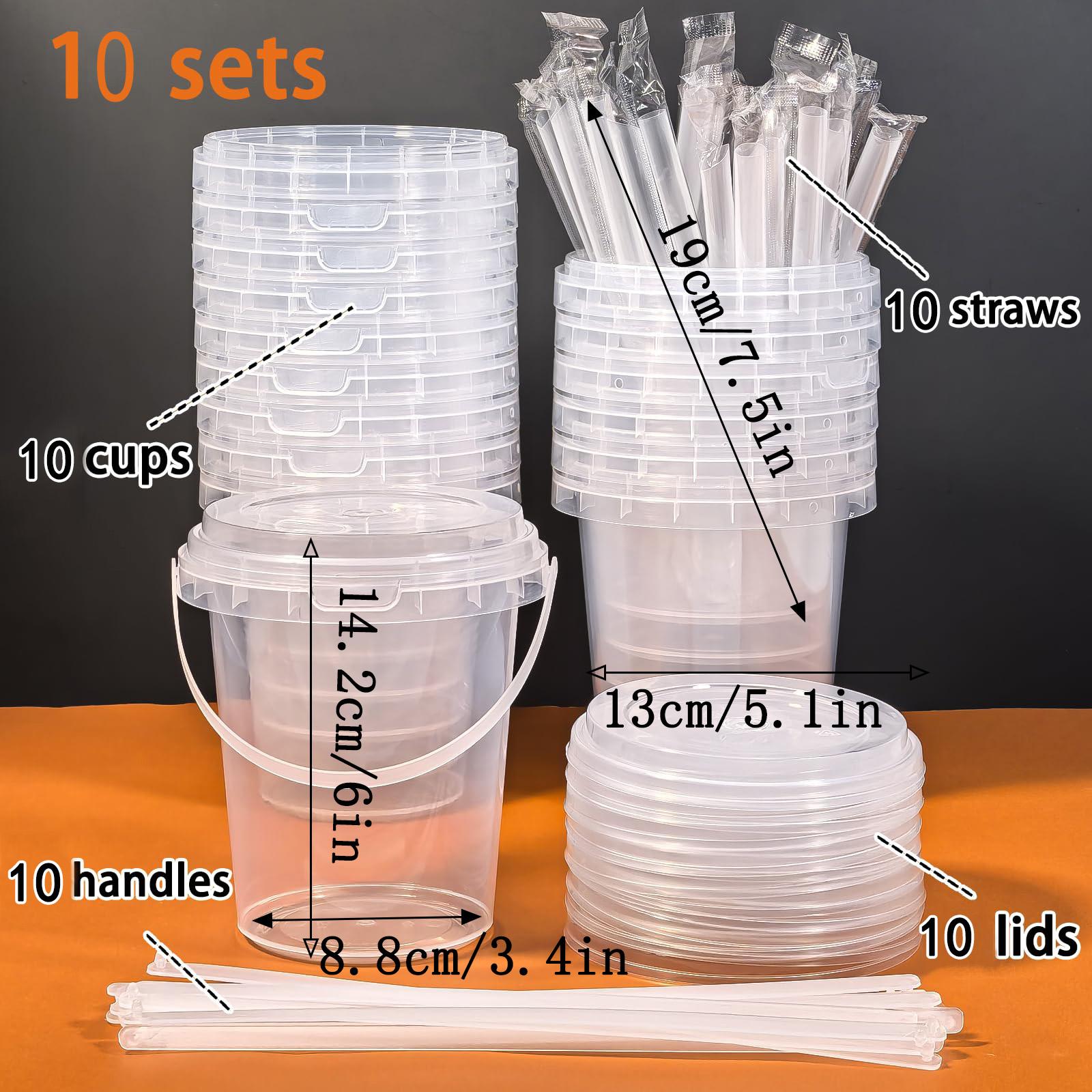5/10pcs Set 33.81 oz Large plastic cup with lid and straw - reusable, BPA-free drink cup for ice drinks, fruit, ice bucket - ideal for parties, festivals, and everyday use, Plastic Clear Cups #GLOBAL PICKS