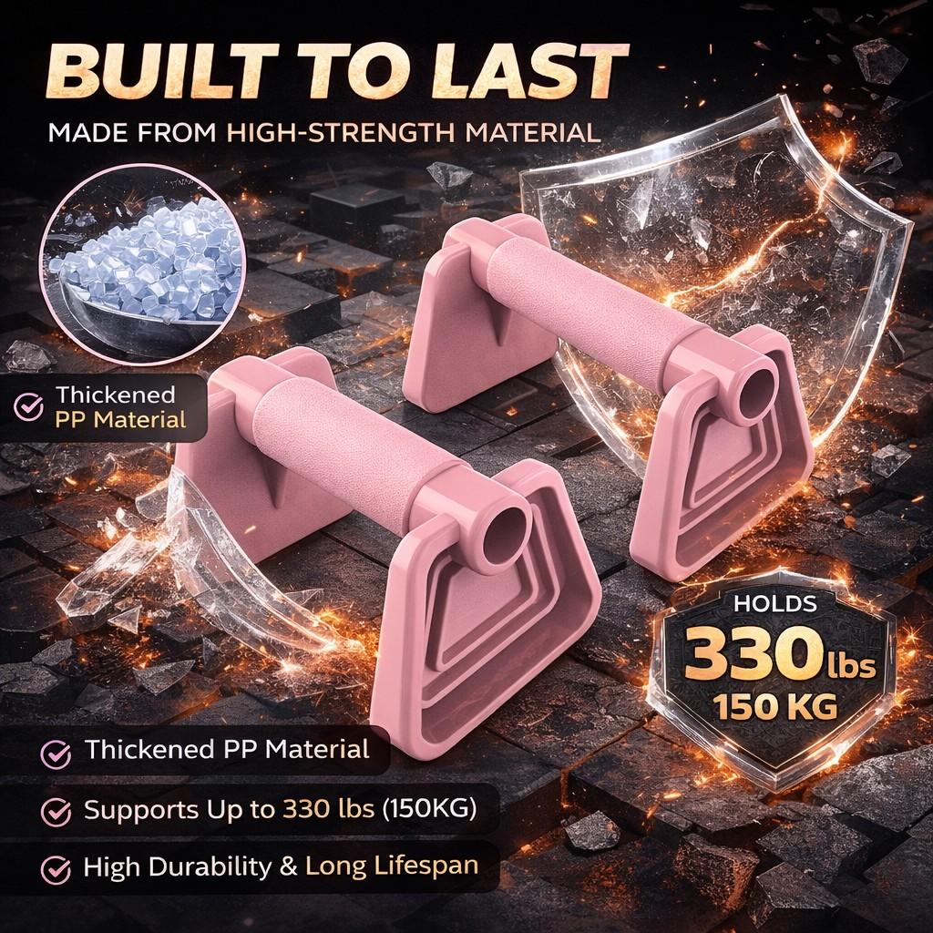 Home Fitness Push Up Bars Set – Ergonomic H‑Shape Push‑Up Handles for Chest, Arms & Shoulders | Adjustable Compact Workout Equipment for Men & Women | Durable PP Material, 4 Colors (Pink, Purple, Grey, Black)