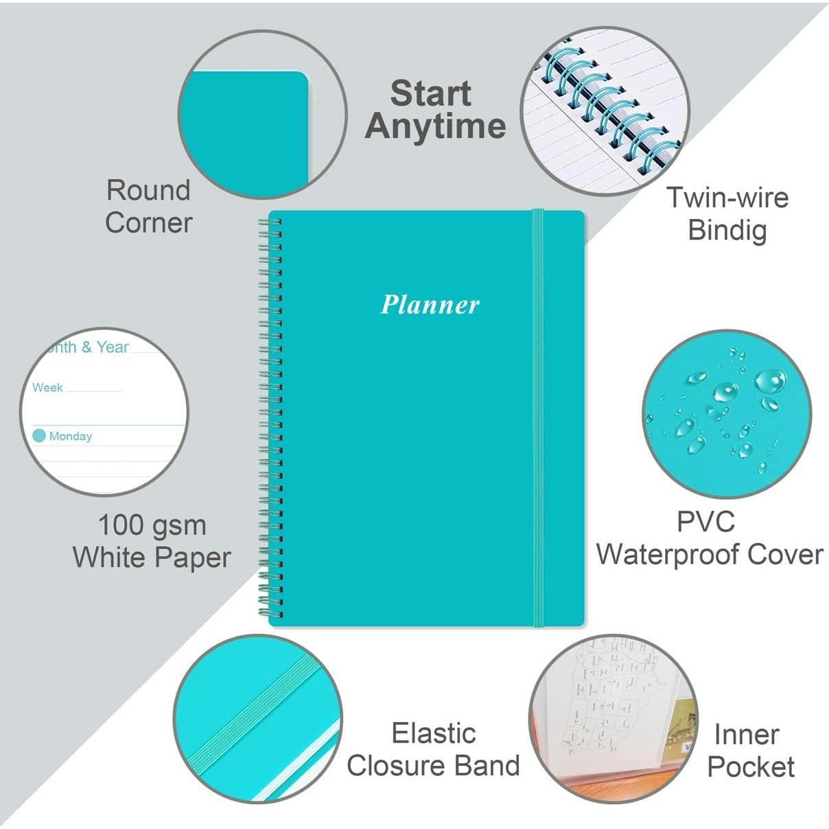 Undated Planner Pro - 8.5" x 11" Weekly & Monthly Planner to Achieve Goals & Increase Productivity, 12 Months Undated Agenda Daily Planner, Start Anytime, Teal Undated Planner Pro - 8.5" x 11" Weekly & Monthly Planner to Achieve Goals & Increase Productivity, 12 Months Undated Agenda Daily Planner, Start Anytime, Teal