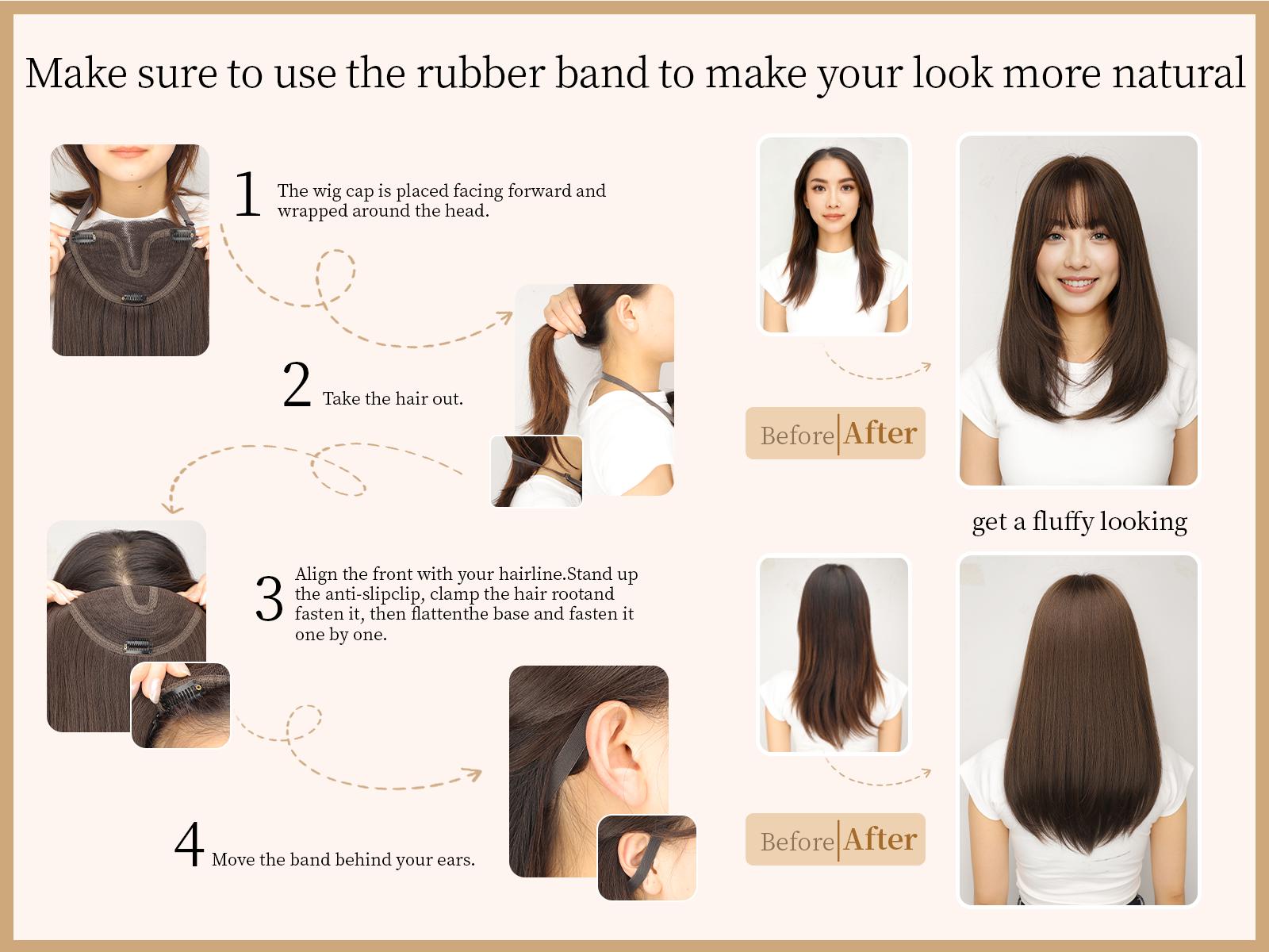 【ORSUNCER HAIR] Dark Brown Hair Toppers for Women with Thinning 3D 360° Cover Clip in Wispy Bangs Upgraded Adjustable Bandage 18 Inch Long Layered