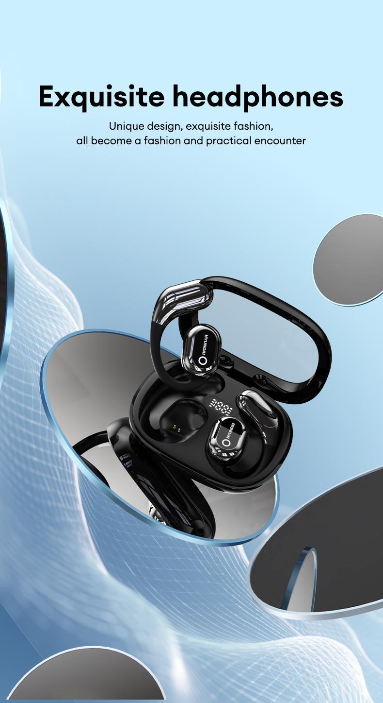 HYUNDAI Y16 OWS Open Ear Bluetooth Earbuds HIFI Sound Quality Music Wireless Earbuds Gaming with Low Latency Wireless Headphones IPX5 Waterprooof OWS Earphones Comfortable Wearing Earbuds Touch Control Built-in Mic Hearphones Compatible With All Phones