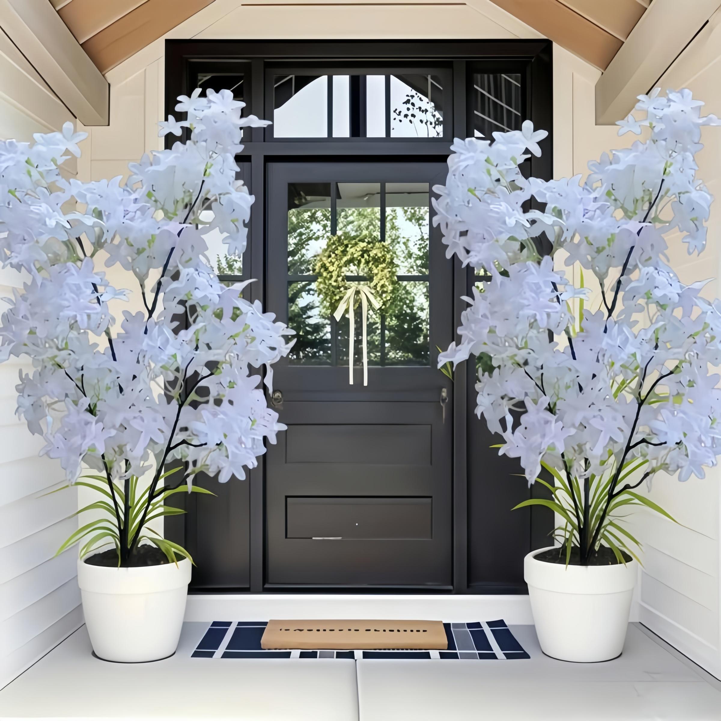 4 37.4-inch tall large artificial red maple decorations - durable plastic materials, elegant pure white flowers, UV weather-resistant design, Lifelike Artificial Flower