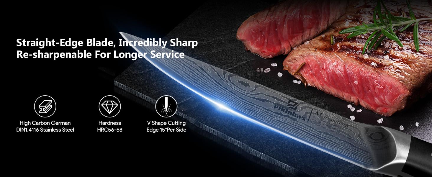 【TikTokShopJumpstart】Steak Knives Set of 6, 4.5 Inch Non Serrated Dinner Knife, Forged German Steel Damascus Pattern Straight Edge Meat Knife with Full Tang Handle, Dishwasher Safe, Ideal for Gift, Valentines Day Gift 【TikTokShopJumpstart】Steak Knives Set of 6, 4.5 Inch Non Serrated Dinner Knife, Forged German Steel Damascus Pattern Straight Edge Meat Knife with Full Tang Handle, Dishwasher Safe, Ideal for Gift, Valentines Day Gift