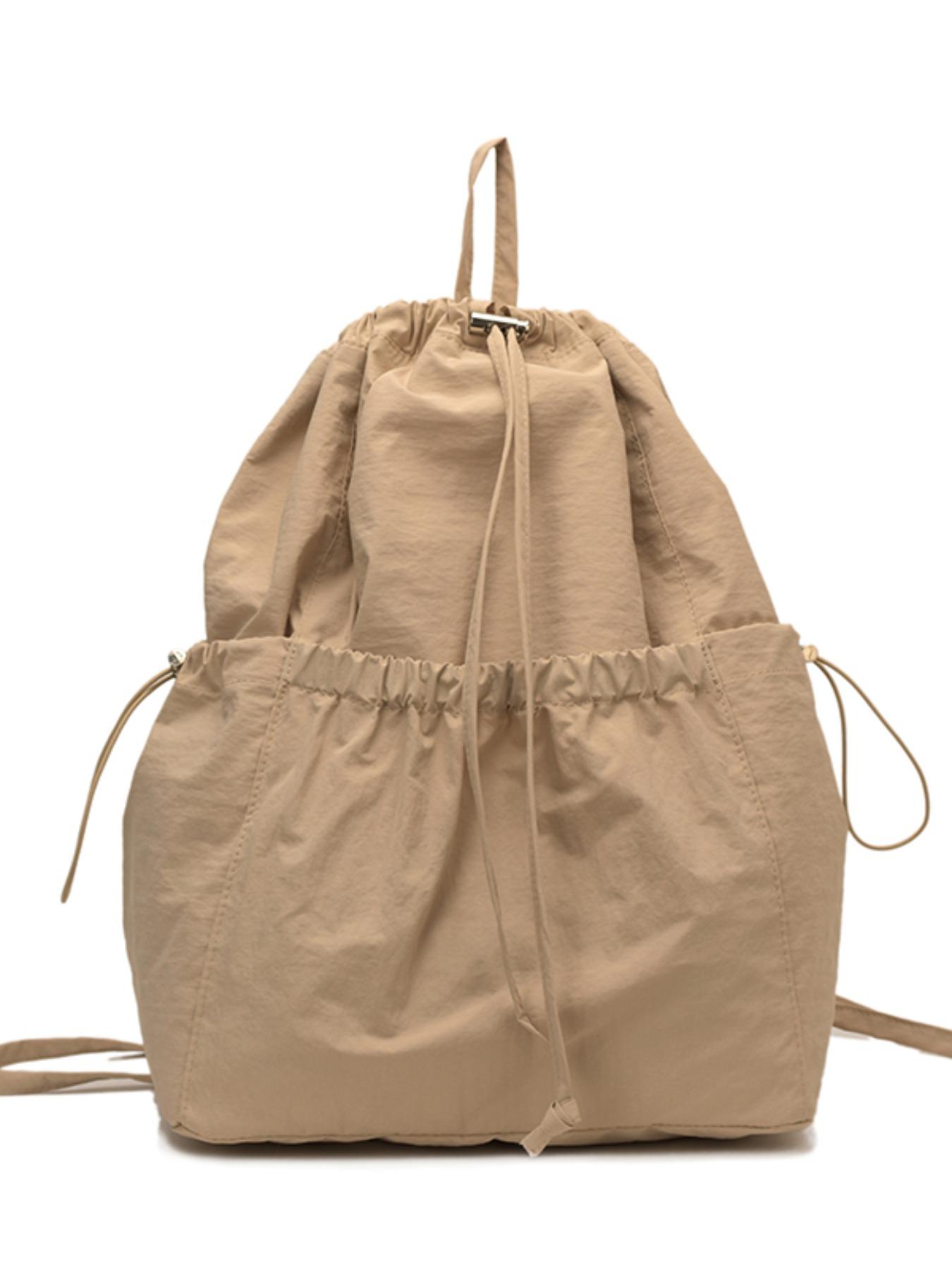 Large Capacity Nylon Drawstring Backpack, Preppy Style, Lightweight, Suitable for Students, Shopping, Daily Use, All Seasons