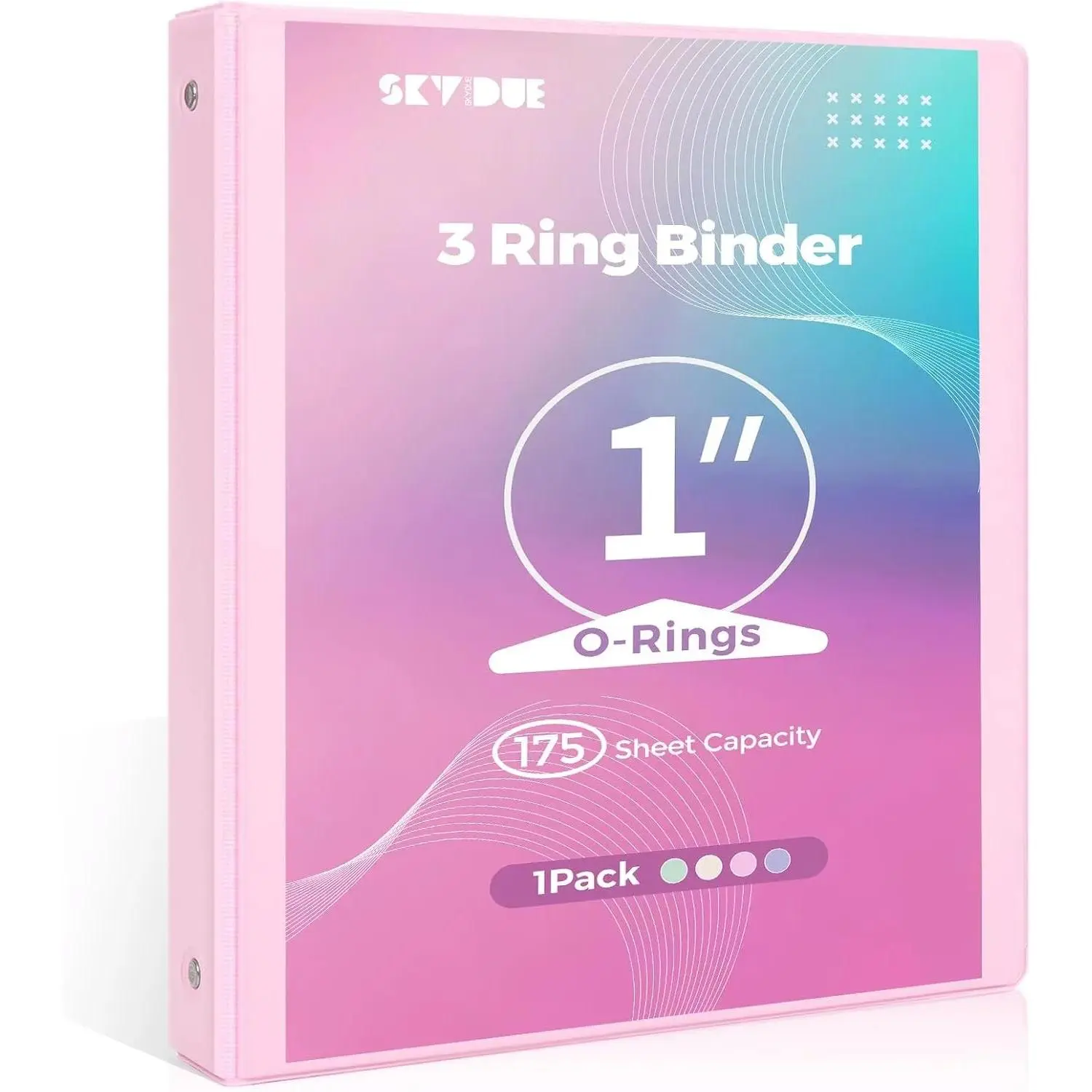 1 Inch Binder 3 Ring, O-Ring Round Binder for 8.5" x 11" Paper, Pastel Binder with Pockets, Holds Up to 175 Sheets, Pink