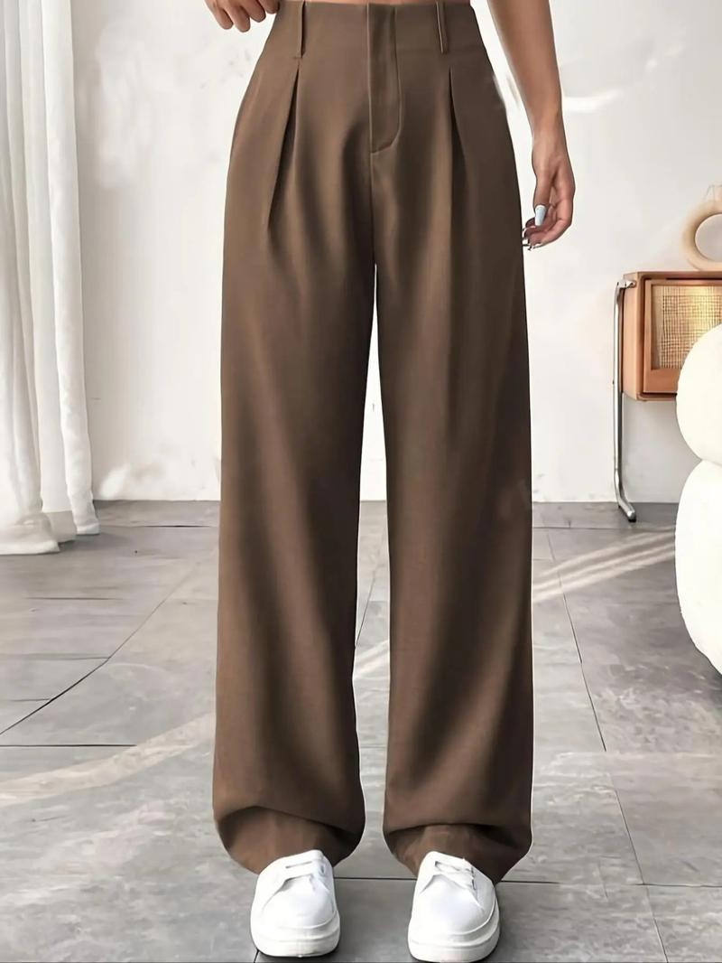 Elegant High-Waisted Wide-Leg Pants, Slimming Fit Spring Summer Fashion, Versatile Casual Business Wear, Long Comfortable Trouser Elegant High-Waisted Wide-Leg Pants, Slimming Fit Spring Summer Fashion, Versatile Casual Business Wear, Long Comfortable Trouser