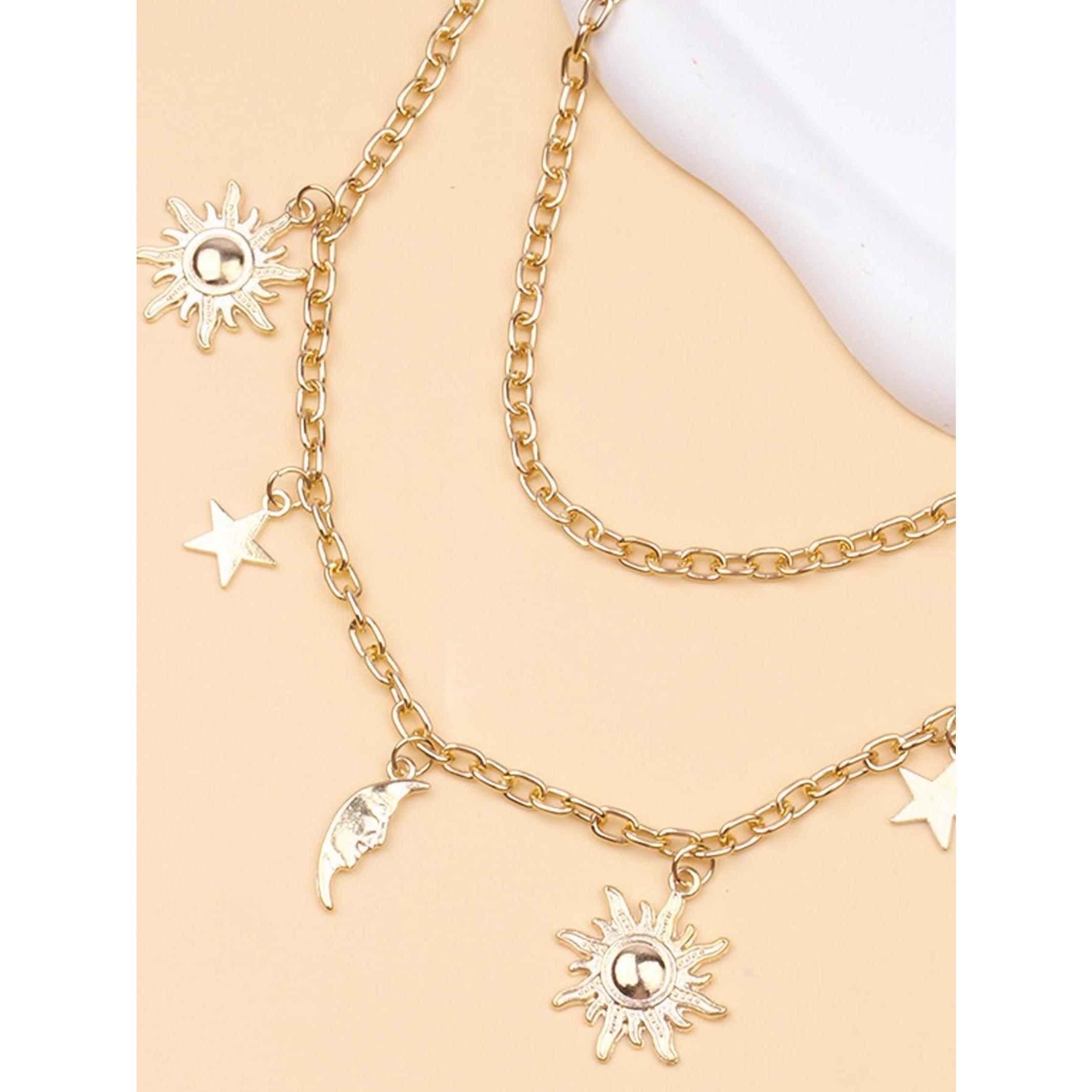 Gold Chain Belt, Bling Chain, for Women Plus Size Gold Waist Chains Metal Sun Moon Layered Body Chain Jewelry for Women Belly Belts Dress Pirate Costume Accessories African Waist Jewelry Body Jewellery